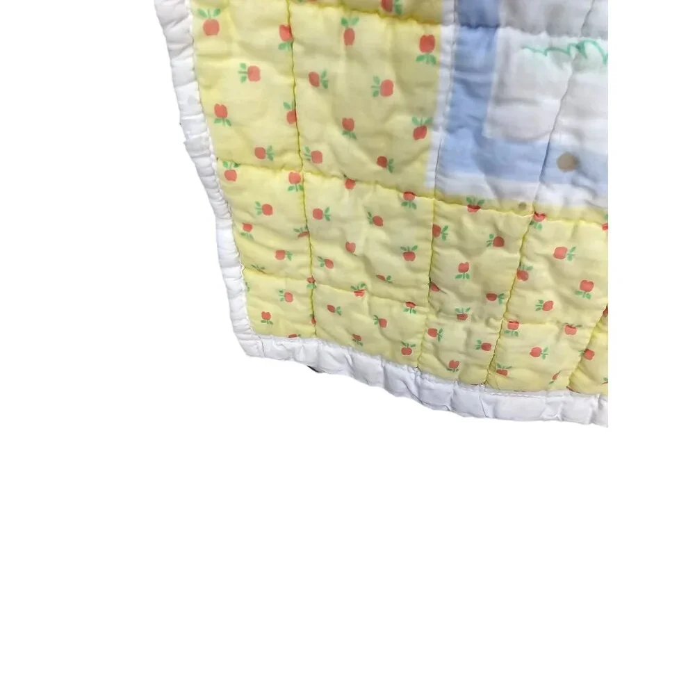 Vintage Sesame Street Baby Quilt 42x32 Handmade Farm Theme Yellow Floral Backing
